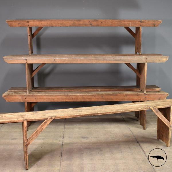 Classic vintage wooden bench. Reclaimed. Worn. Weathered. Rustic charm.