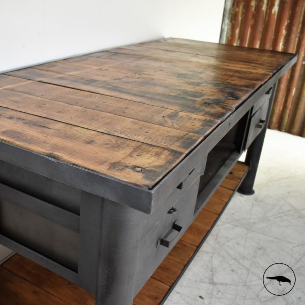 beautifully crafted reclaimed sideboard. Metal dark wood. Dark grey. Industrial. Sturdy. Solid.