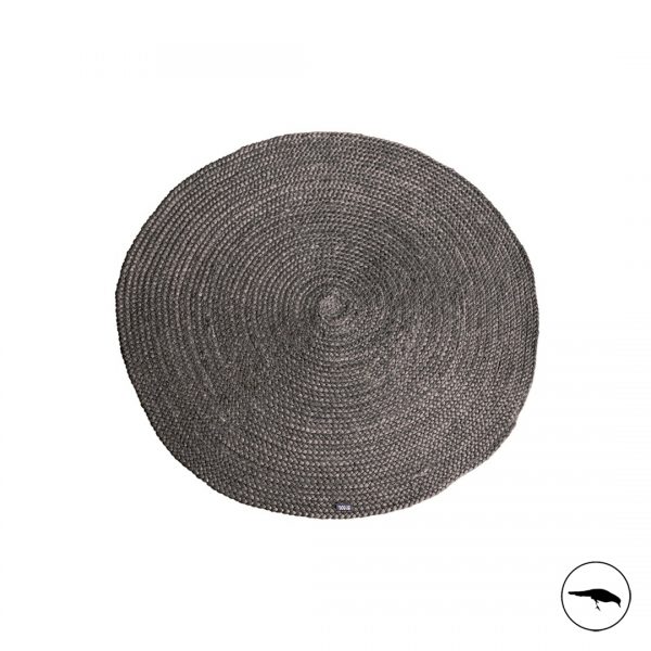 Round dark grey jute braided rug