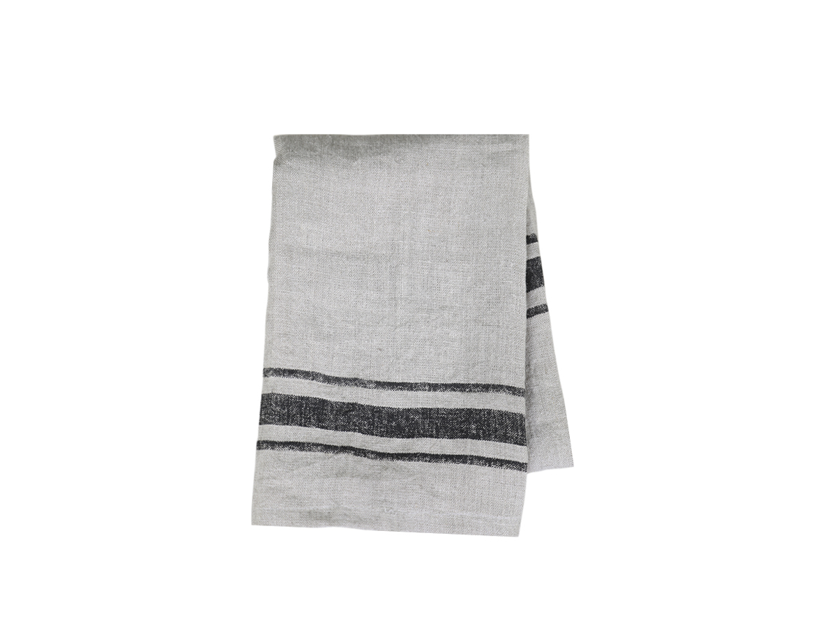 Traditional striped linen tea towel